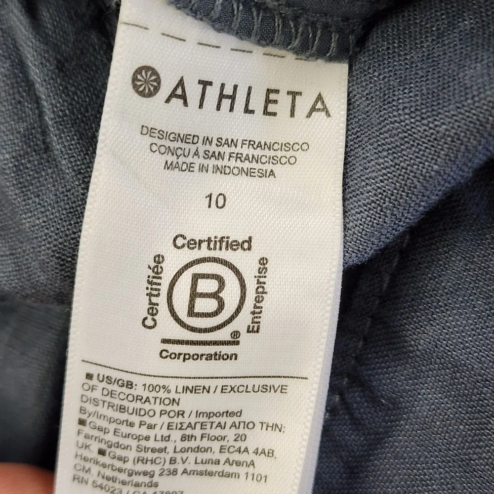 Athleta‎ Voyager 100% Linen High Rise Pockets 7 Inch Lightweight Shorts 10 NWOT